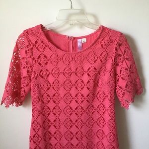 Pink Crochet Short-sleeve Dress